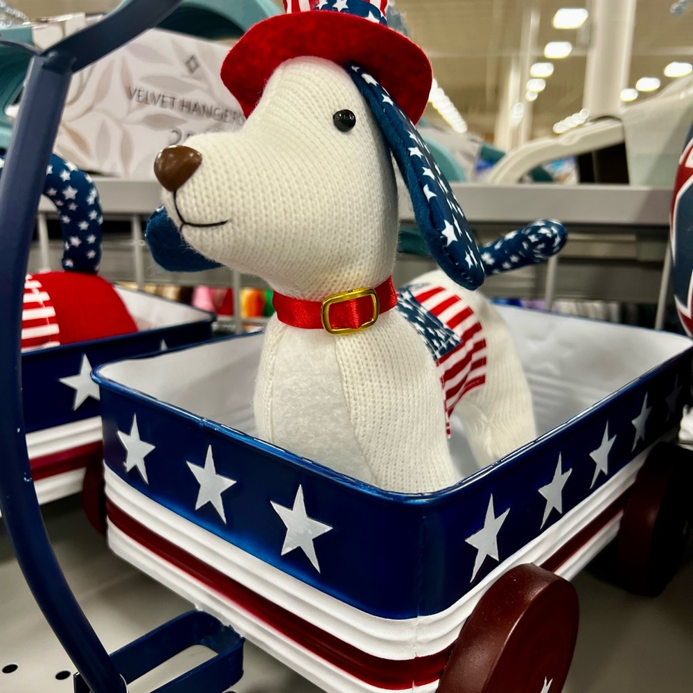 NEW WHITE Patriotic Plush DACHSHUND Decor